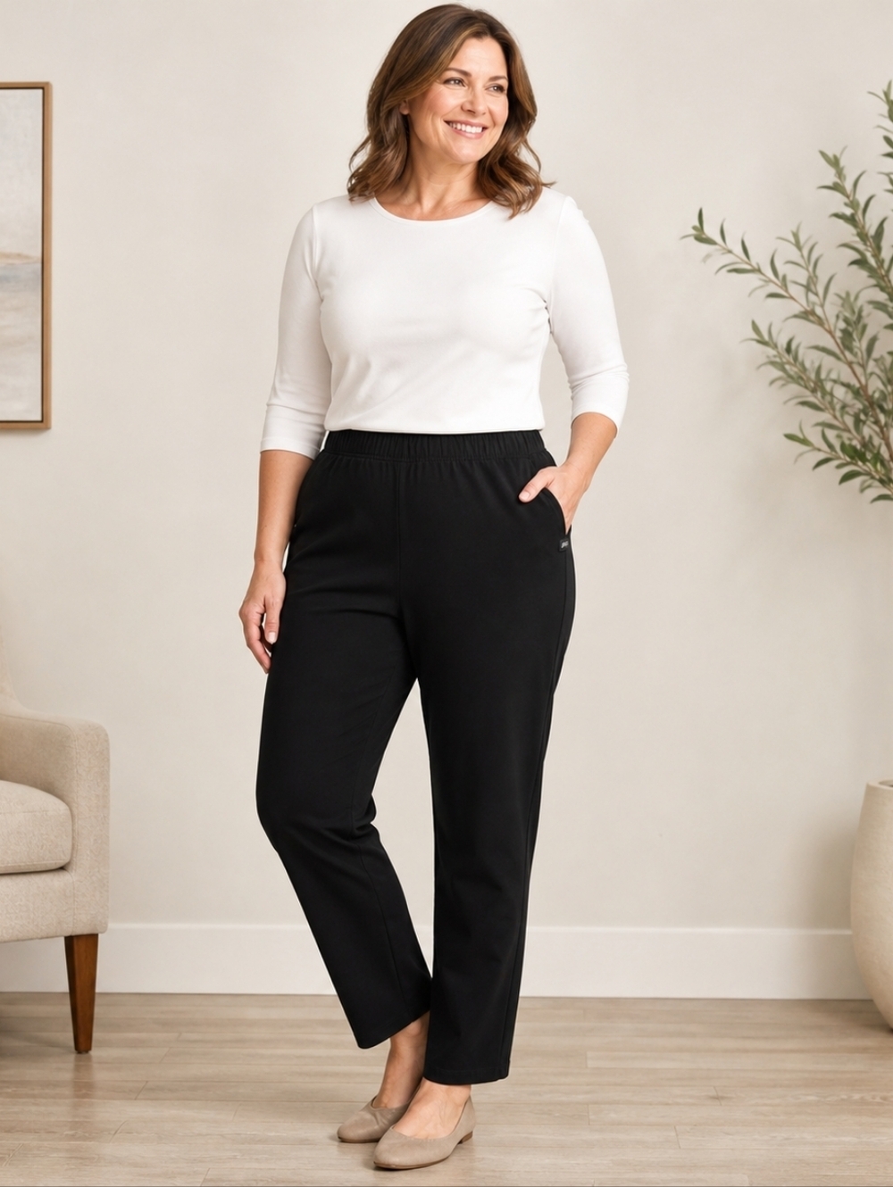 Chic Comfort Collection Pull On Pants Black Size 18 Average Stretch Legging
